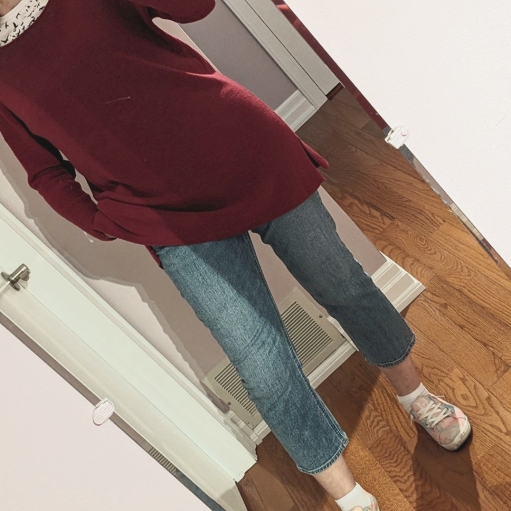 EILEEN FISHER  Oversized Burgundy 100% Merino Wool Tunic